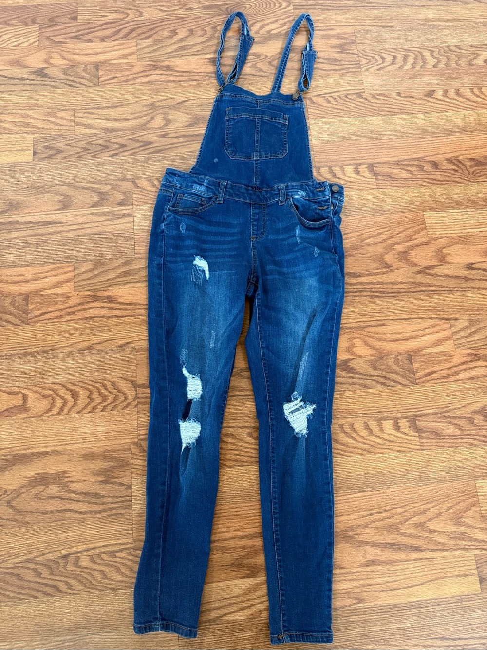 Women’s Wax Jean Blue Distressed Denim Overalls - Picture 3 of 8